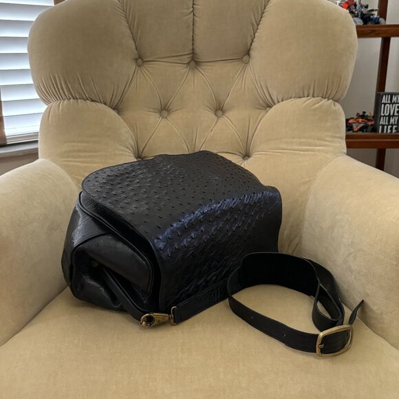 VTG Auth TITTI DELL ACQUA By MAXIMA Genuine Ostrich Saddle Messenger Bag - Picture 3 of 8
